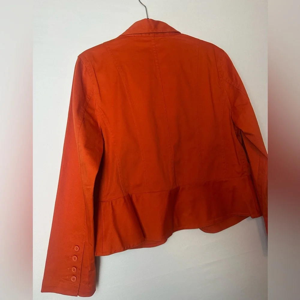 ❗️ Orange Button up business casual cotton jacket size large Hannah Stretch - Picture 8 of 9